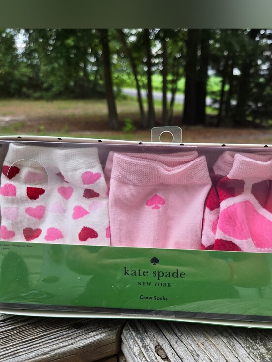 kate spade Accessories - kate spade Pink and Red Heart Crew Socks - 3 Pair Set